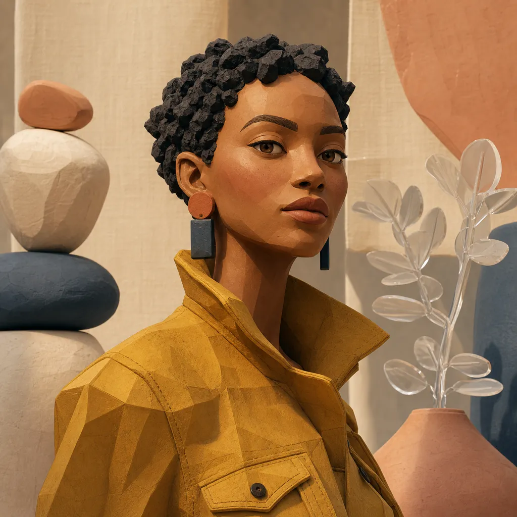 A portrait restyled as an original sculpted 3D character
