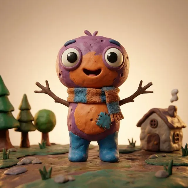 A portrait reimagined as a clay-animation character
