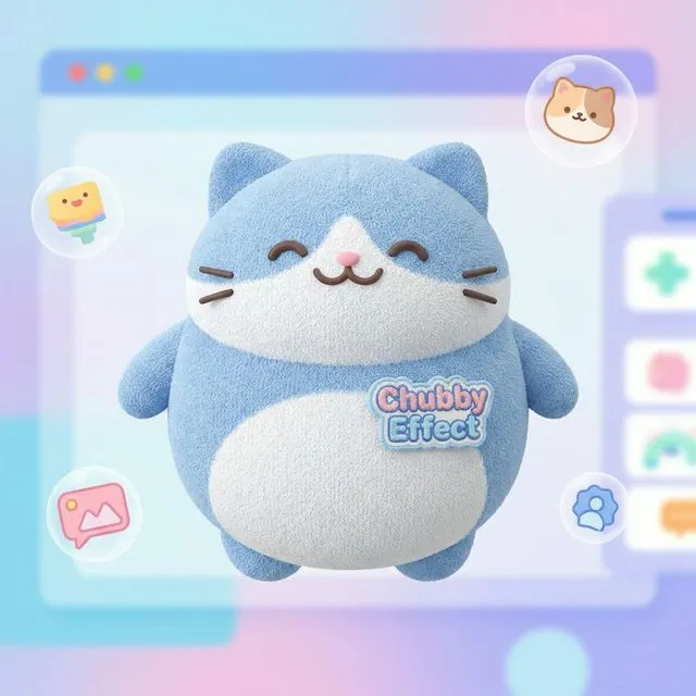 A cat turned into a cute chubby AI pet portrait