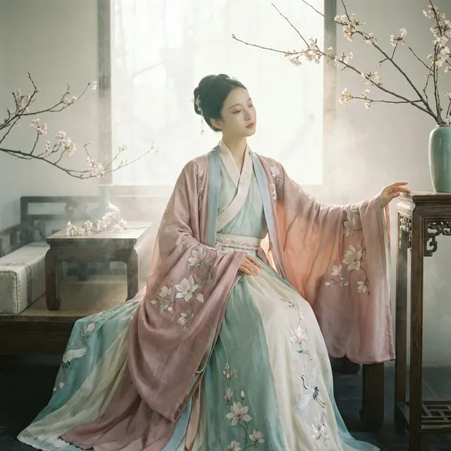 A portrait restyled in traditional Hanfu attire