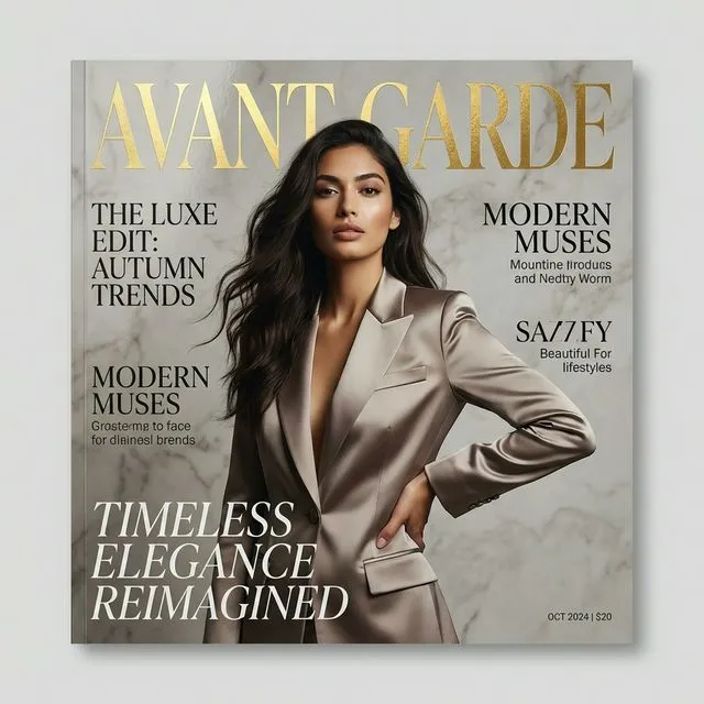 A portrait styled as a glossy magazine cover