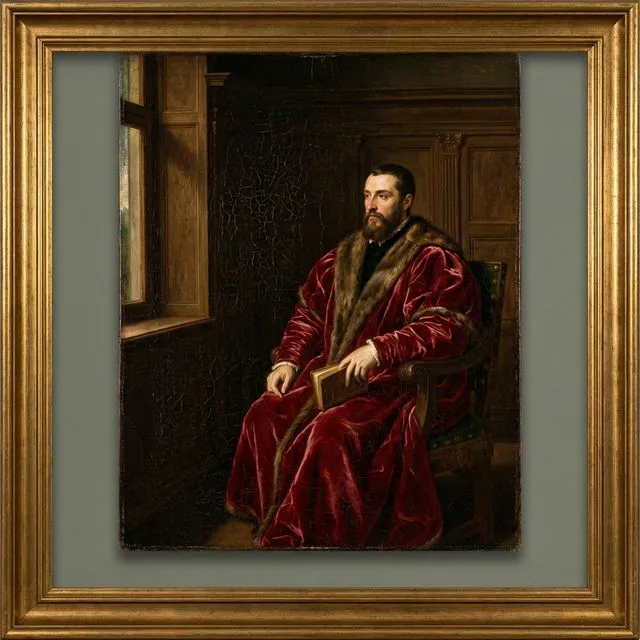 A portrait painted in a Renaissance art style