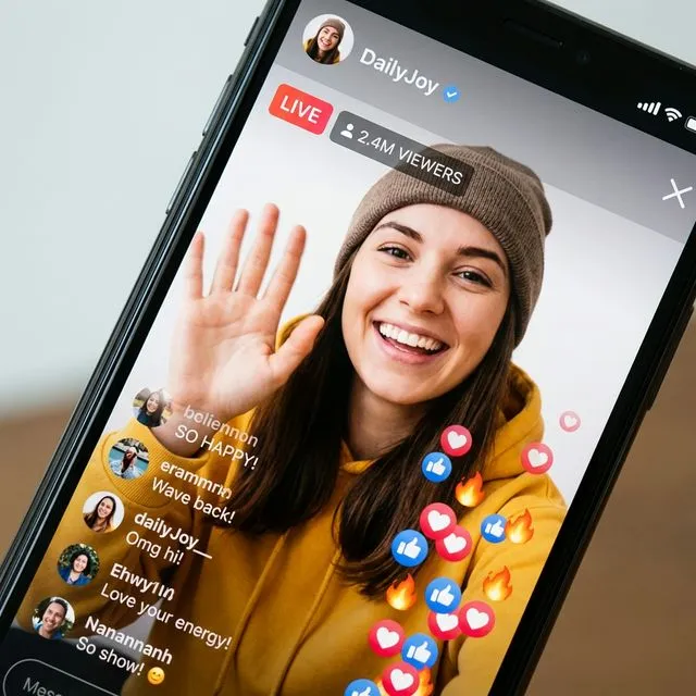 A photo styled like a chaotic viral livestream screen