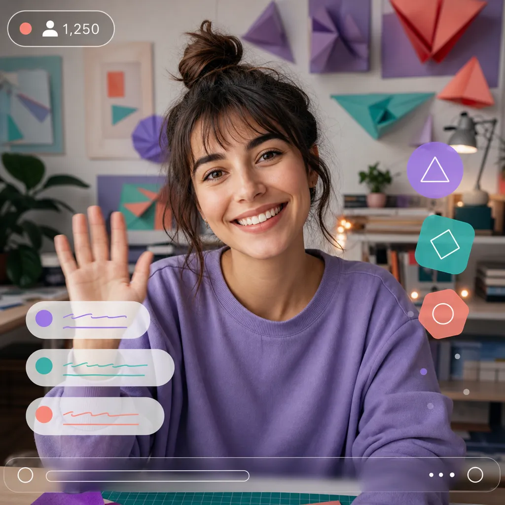 A photo styled with an original high-energy livestream interface